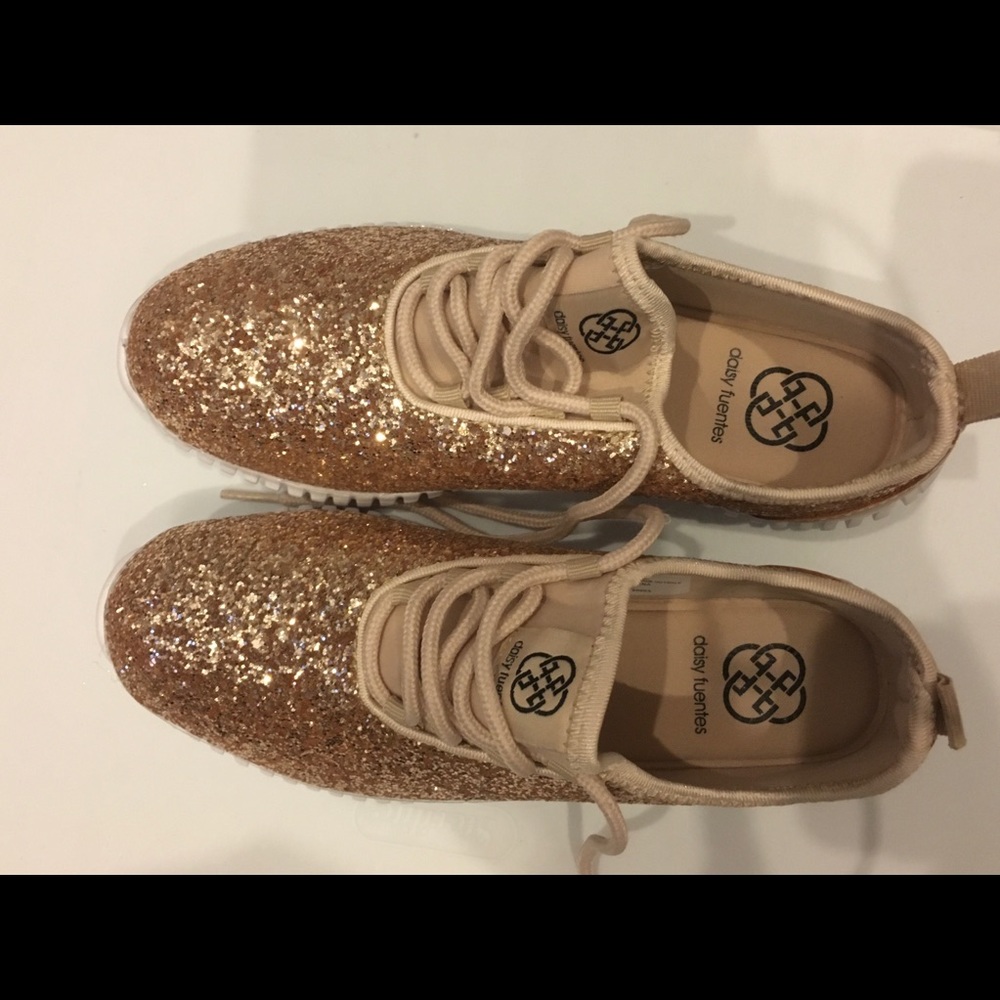 Gold glittery sneakers